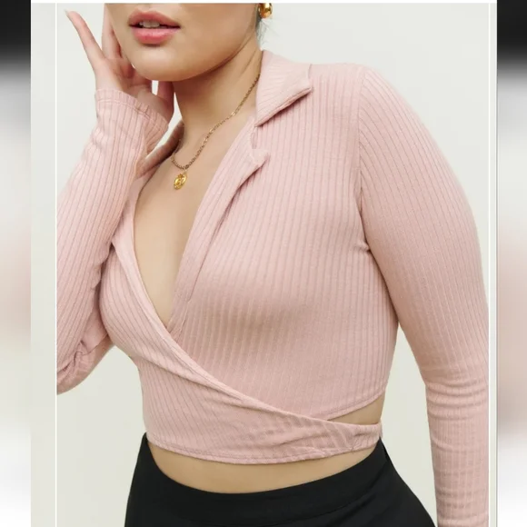 Reformation Cayden Knit Top In WHITE/CREAM-Size S - Picture 2 of 7